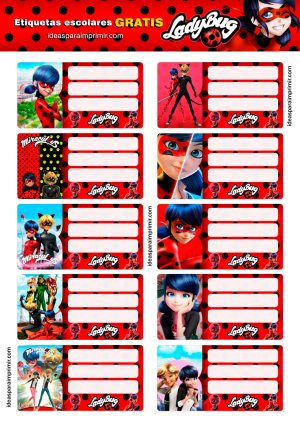 Etiquetas Escolares Miraculous Ladybug Para I